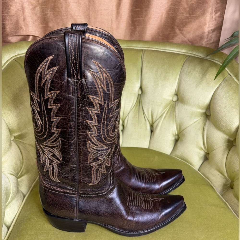 Lucchese Corbin Cowboy Western Boots Mens 9.5 Mad Dog Leather Goat L0414 - Picture 6 of 11